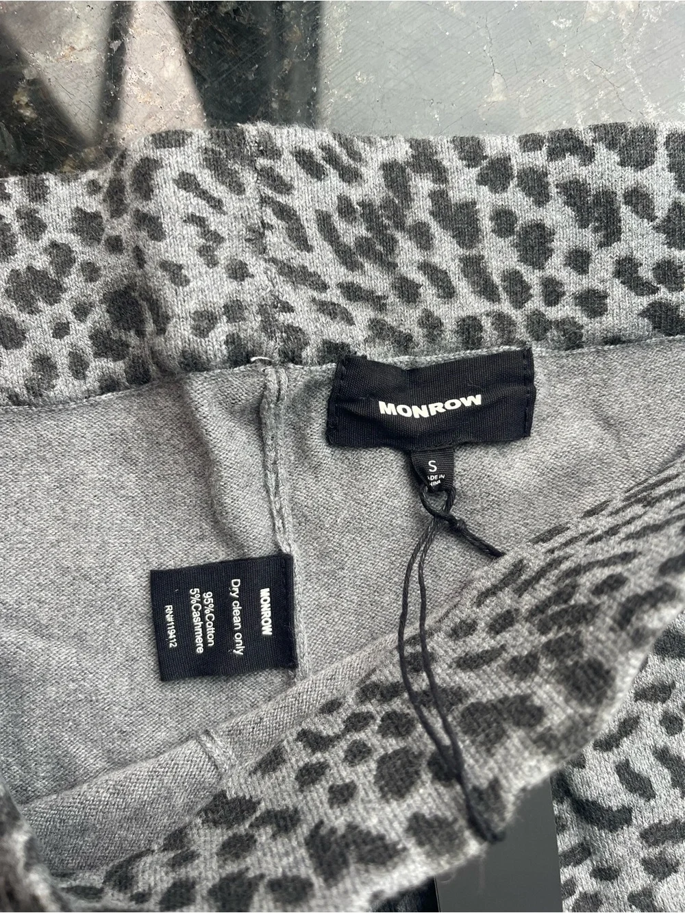 Monrow Gray Leopard-Print Joggers